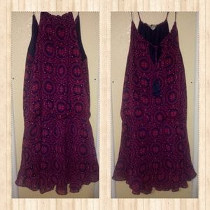 Navy & Red Trapeze Tassel Dress // Belle+Sky